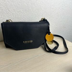 R. Riveter Patton Crossbody Bag Canvas and Leather Black